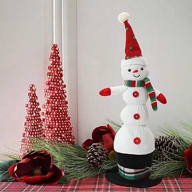 LuxenHome Animated Singing 18.5" Tall Snowman Holiday Decoration, Battery Operated