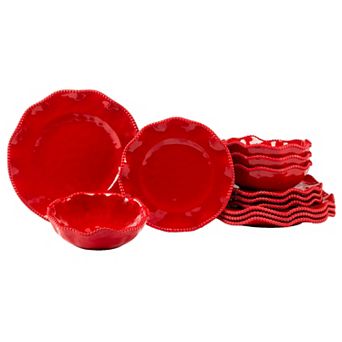 Certified International Perlette Red 12 pc Dinnerware Set