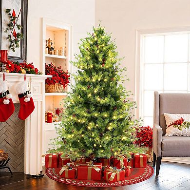 LuxenHome 6ft Pre-lit Green Full Artificial Pine Christmas Tree With 8 Light Functions