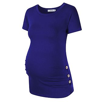 Maternity Shirt Side Button And Ruched Maternity Tunic Tops Long Short Sleeve T-shirts