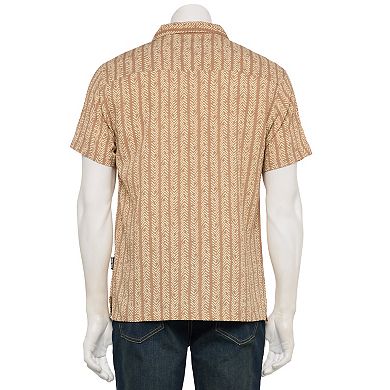 Men's Reverse Threads Textured Short Sleeve Striped Button-Down Shirt