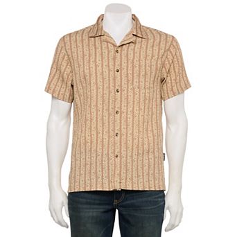 Men's Reverse Threads Textured Short Sleeve Striped Button-Down Shirt