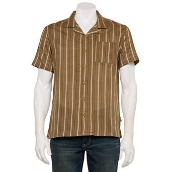 Men's Reverse Threads Textured Short Sleeve Striped Button-Down Shirt