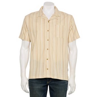 Men's Reverse Threads Textured Short Sleeve Striped Button-Down Shirt