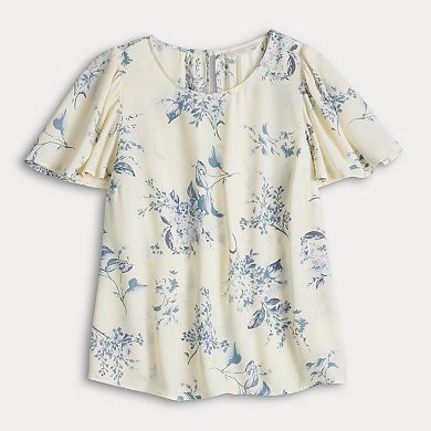 Women's LC Lauren Conrad Crewneck Flutter Sleeve Top