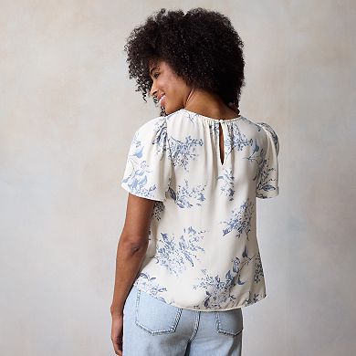 Women's LC Lauren Conrad Crewneck Flutter Sleeve Top