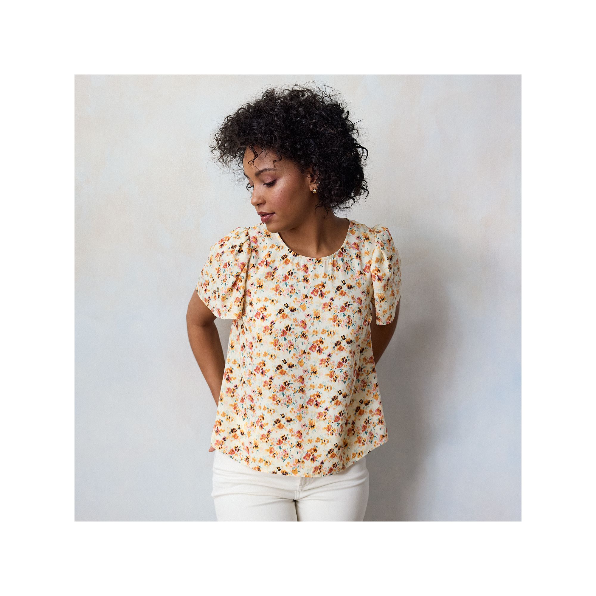 Womens LC Lauren Conrad Crewneck Flutter Sleeve Top, Size: XS, Yellow Fleu