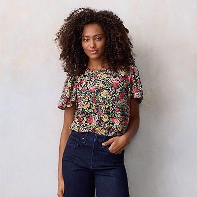 売れ筋商品|||アンクライン カットソー トップス レディース Women's Printed Boat-Neck Flutter-Sleeve Top Safari Multi 32303321_fpx.tif?$filterlrg$&