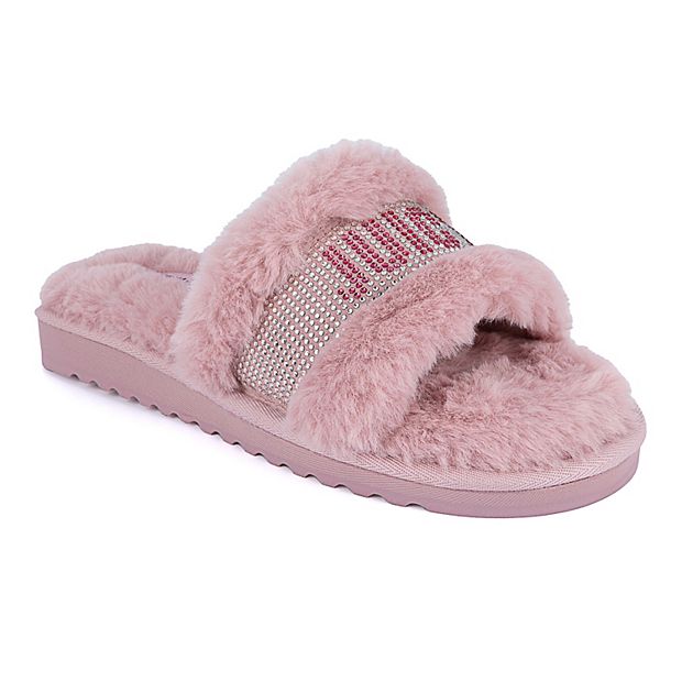 Juicy Couture Women s Halo Faux Fur Slip On Slippers