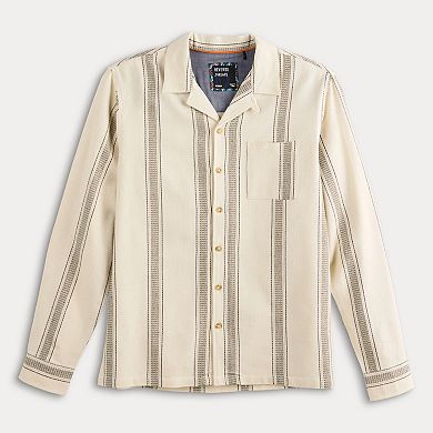 Men's Reverse Threads Textured Long Sleeve Striped Button-Down Shirt