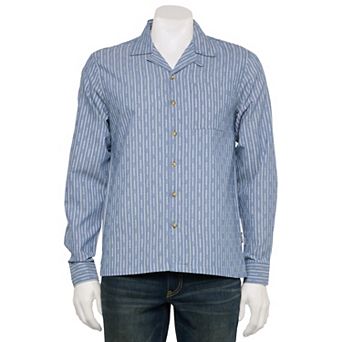 Men's Reverse Threads Textured Long Sleeve Striped Button-Down Shirt