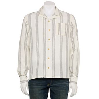 Men's Reverse Threads Textured Long Sleeve Striped Button-Down Shirt
