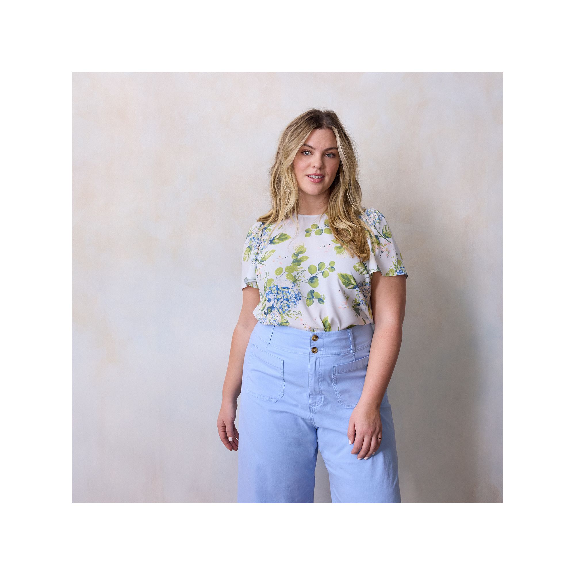 Womens Plus LC Lauren Conrad Tie Front Flutter Sleeve Top, Size: 0X, Cape 