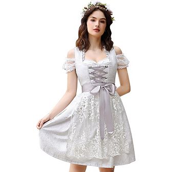 Women's German Dirndl Dress 2 pc Costumes For Bavarian Oktoberfest Carnival Halloween