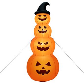 8-foot Inflatable Stacked Halloween Pumpkins With Led Lights