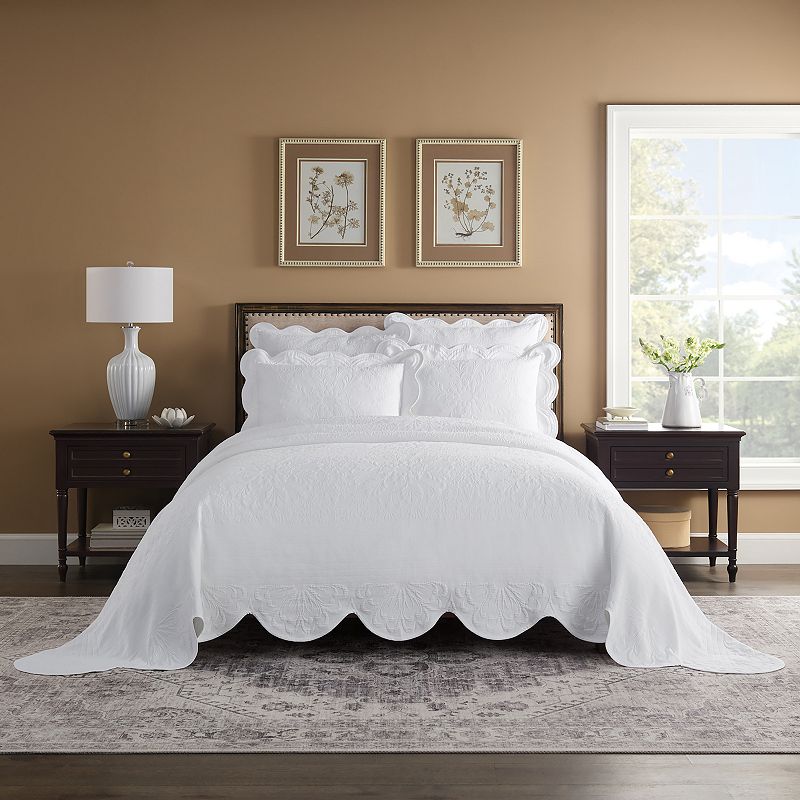 Historic Charleston Embossed Estate Bedspread Set, White