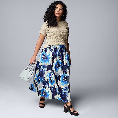 Plus Size Simply Vera Vera Wang Shirred Midi Skirt