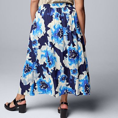 Plus Size Simply Vera Vera Wang Shirred Midi Skirt