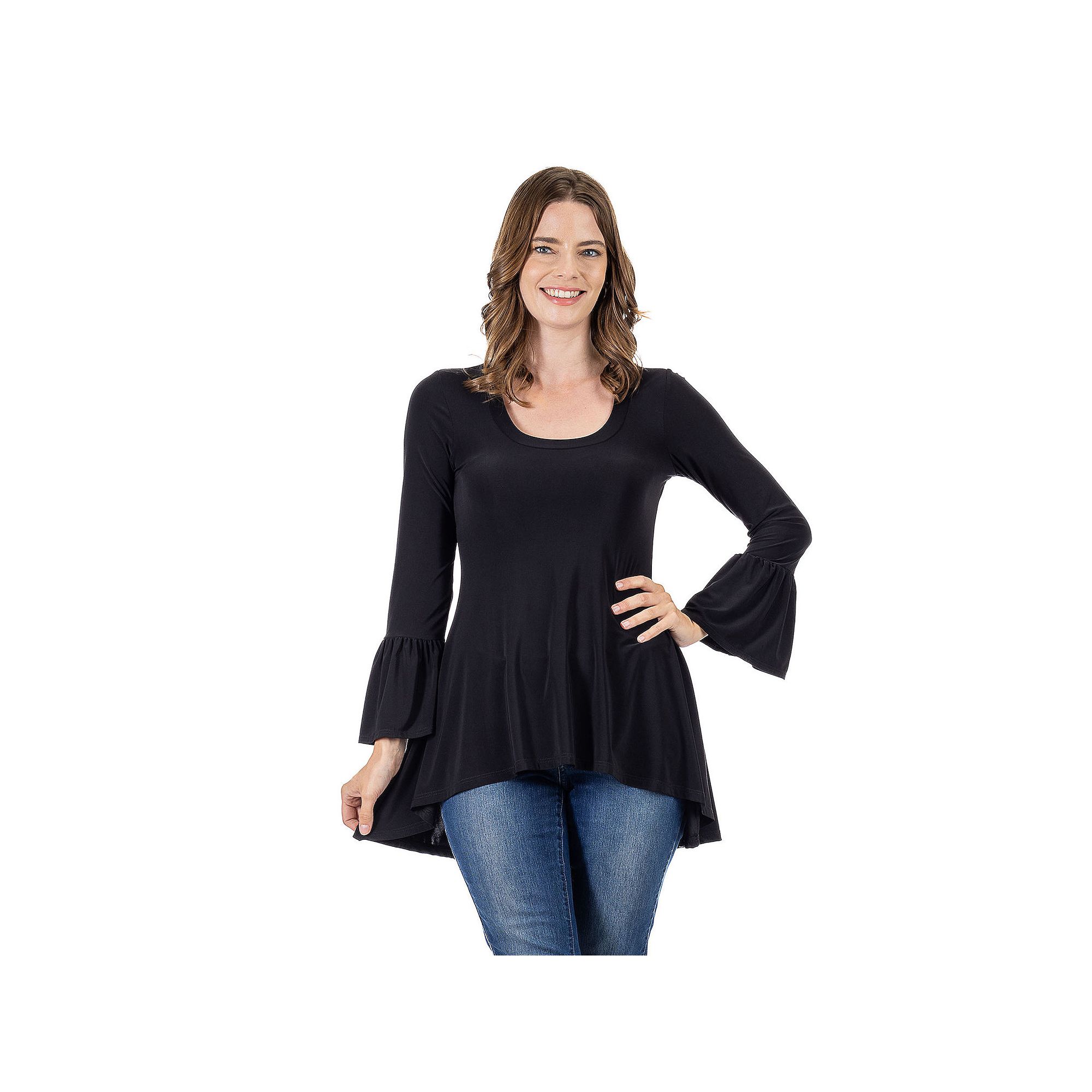 Womens 24Seven Comfort Apparel Long Bell Sleeve High-Low Tunic Top, Size: 