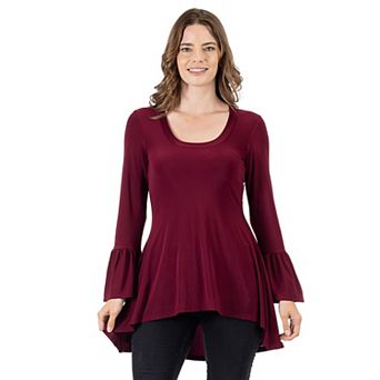 Women's 24Seven Comfort Apparel Long Bell Sleeve High-Low Tunic Top