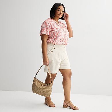 Plus Size Croft & Barrow® Classic Button Detail Shorts