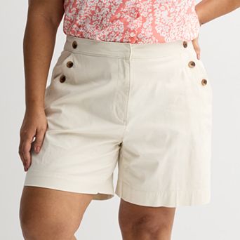 Plus Size Croft & Barrow® Classic Button Detail Shorts