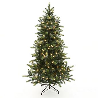 LuxenHome 6ft Pre-lit Green Full Fir Artificial Christmas Tree