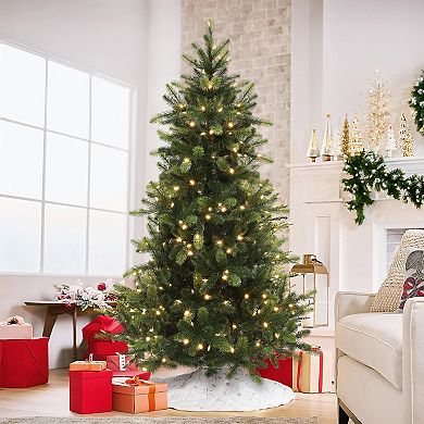 LuxenHome 6ft Pre-lit Green Full Fir Artificial Christmas Tree