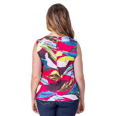 Women's 24Seven Comfort Apparel Pink Pleated Crew Neckline Back Closure Sleeveless Top