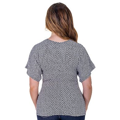 Women's 24Seven Comfort Apparel V Neck Knot Front Top