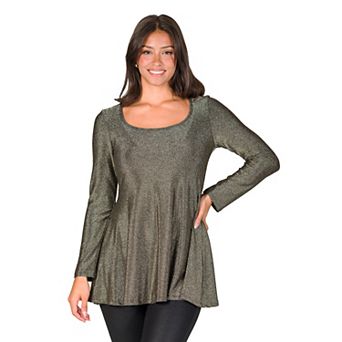 Women's 24Seven Comfort Apparel Shimmery Tunic Top