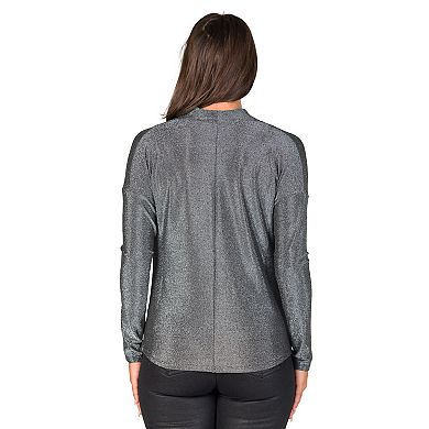 Women's 24Seven Comfort Apparel Cowlneck Shimmery Top