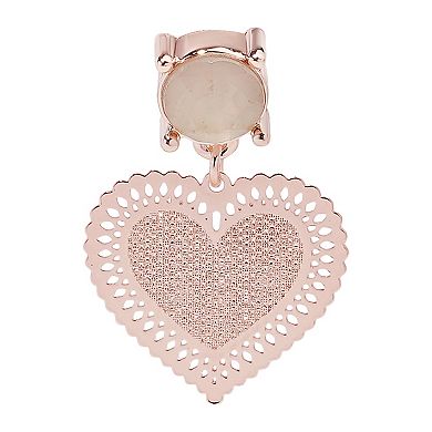 LC Lauren Conrad Rose Gold Tone Pink Cubic Zirconia Heart Drop Earrings