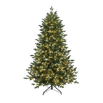 LuxenHome 6ft Pre-lit Green Artificial Tree With Frosted Tips