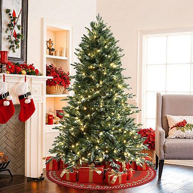 LuxenHome 6ft Pre-lit Green Artificial Tree With Frosted Tips