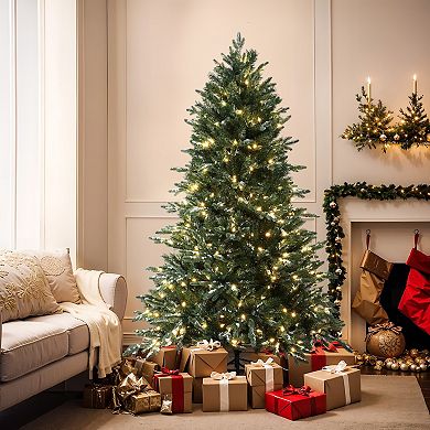LuxenHome 6ft Pre-lit Green Artificial Tree With Frosted Tips