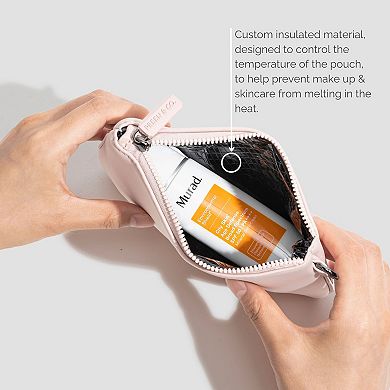 Heat & Cold Resistant Makeup Pouch. Insulated To Help Protect Makeup From Melting