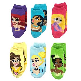 Disney Princesses Girls 7-15 Girls 6-Pack No-Show Socks