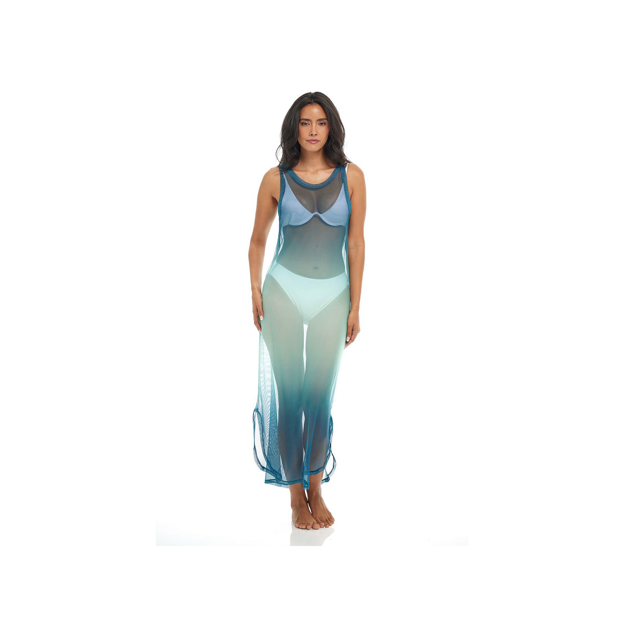 Womens Jordan Taylor Long Ombre Swim Cover Up Dress, Size: Small, Blue