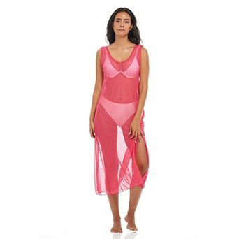 Women's Jordan Taylor Solid Mesh Maxi Dress Swim Cover Up