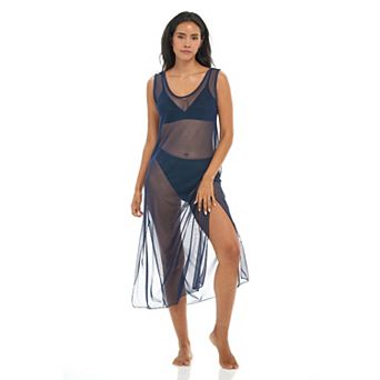 Women's Jordan Taylor Solid Mesh Maxi Dress Swim Cover Up