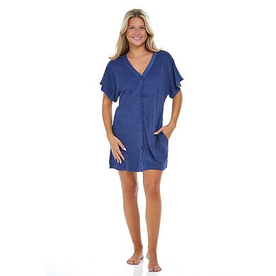 Plus Size Jordan Taylor Button Up Swim Cover Up with Pockets