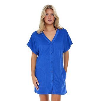 Plus Size Jordan Taylor Button Up Swim Cover Up with Pockets