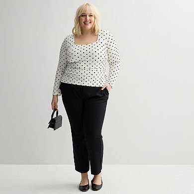 Plus Size INTEMPO™ Long Sleeve Square Neck Top