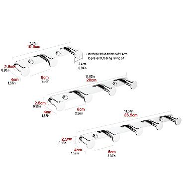 Wall Mounted Towel Robe Coat Rack Rows of Four Hooks for Home Storage Organization