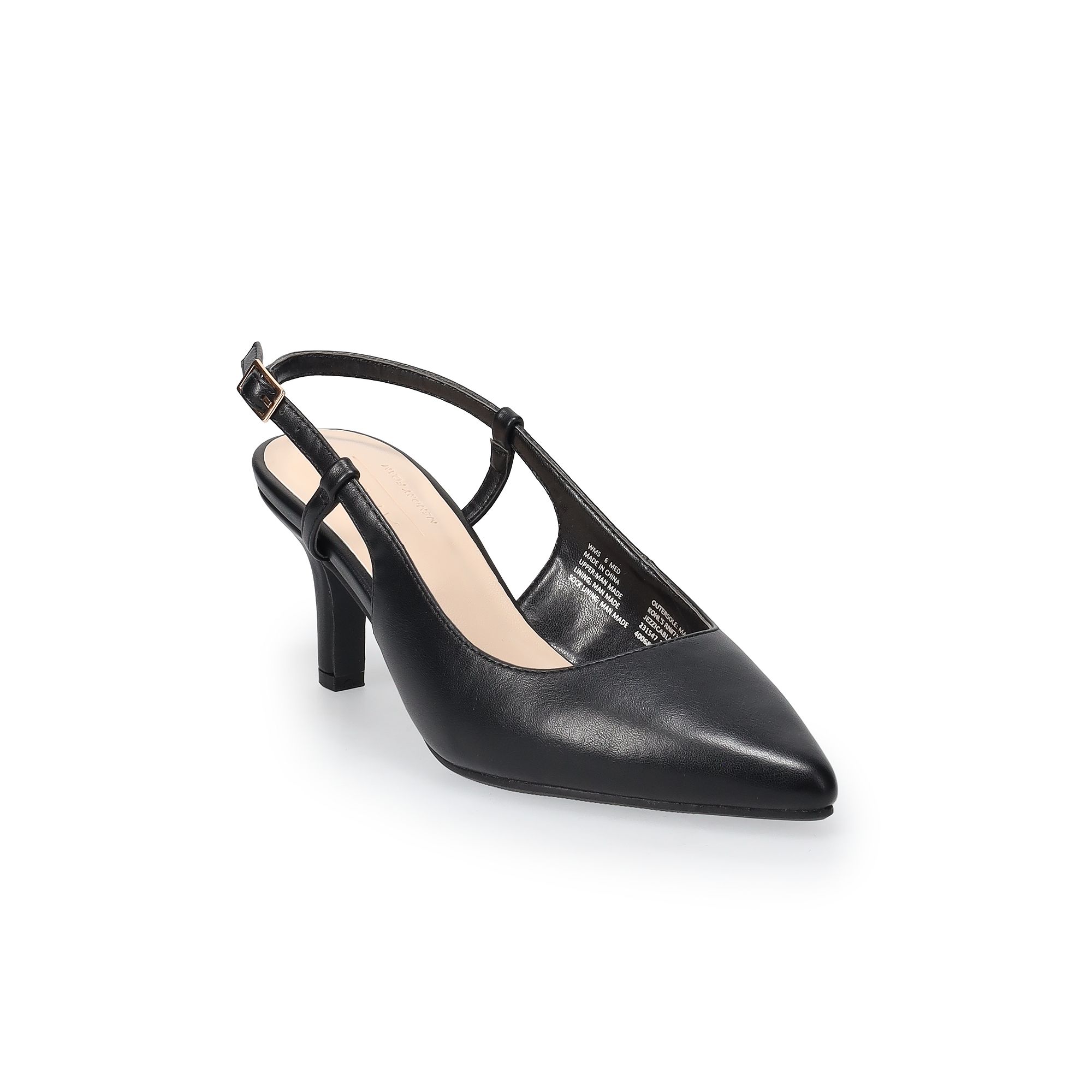 Apt. 9® Mid Height Slingback Heels Womens Pointed Toe Shoes, Size: 5, Bla
