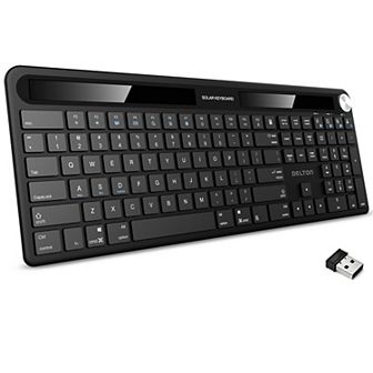 Delton KB90 Wireless Solar (Light-Powered) Rechargeable Keyboard, No Batteries (DKBSLR90)
