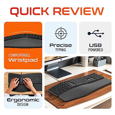 Delton Kb250 Ergonomic Keyboard With Wrist Rest Pad (DKBE250-U)