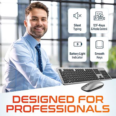 Delton K100 Ergonomic Wireless Keyboard & Mouse Set (DKMK100-WB)