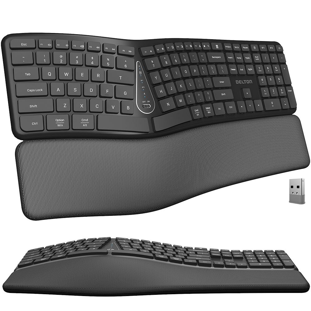 Delton Kb250 Ergonomic Wireless Rechargeable Keyboard With Wrist